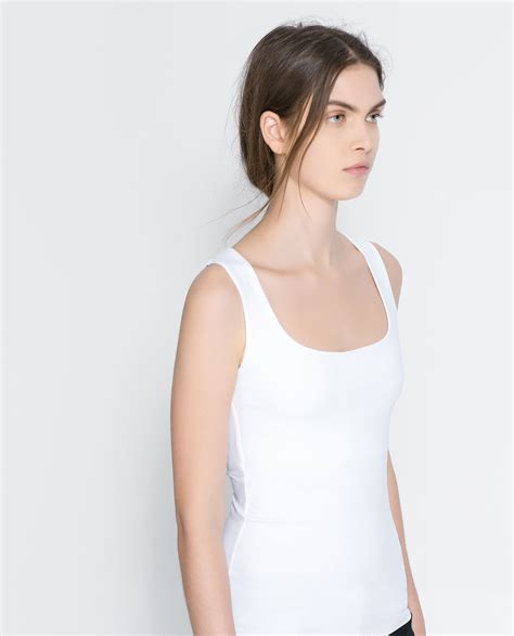 white tank top zara|one shoulder tank top zara.